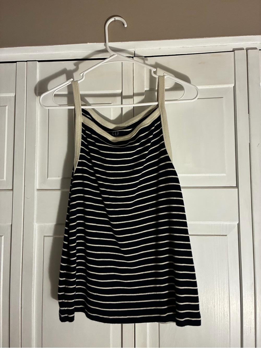 Striped navy Tank Top with Cream Trim - GAP